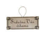 Drevená tabuľka - Srdečne Vás vítame