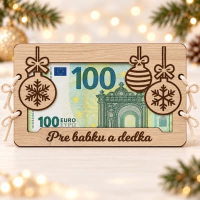 Vianočná drevená obálka na peniaze Vianočné gule s vlastným textom