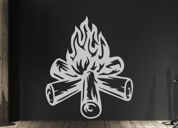 Kempingový oheň – Drevený obraz na stenu s motívom táboráku