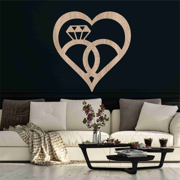 Svadobný obraz na stenu s obrúčkami