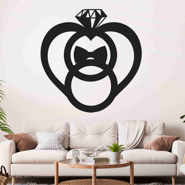 Svadobný obraz na stenu s obrúčkami