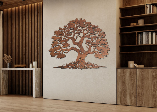 Drevený strom života Premium – ručne brúsený & morený