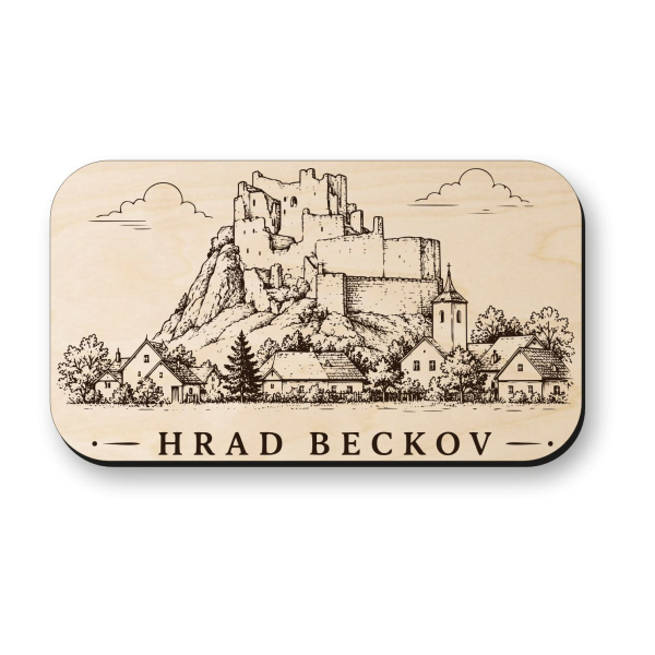 Drevená magnetka Hrad Beckov - slovenský historický suvenír