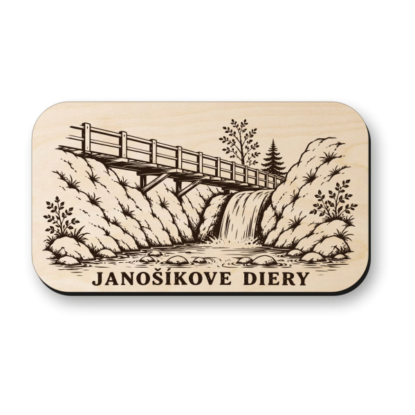 Drevená magnetka Jánošíkove diery - turistický vodopád