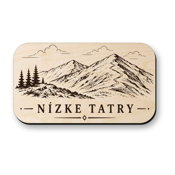 Drevená magnetka Nízke Tatry - horský hrebeň a turistika