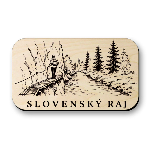 Drevená magnetka Slovenský raj - turistická roklina a chodník