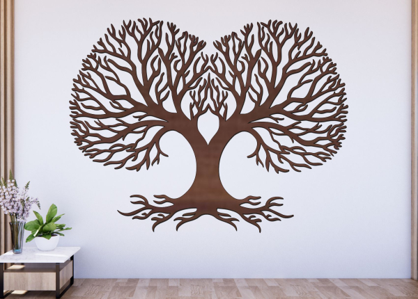 Drevený strom života na stenu – Srdce rodiny