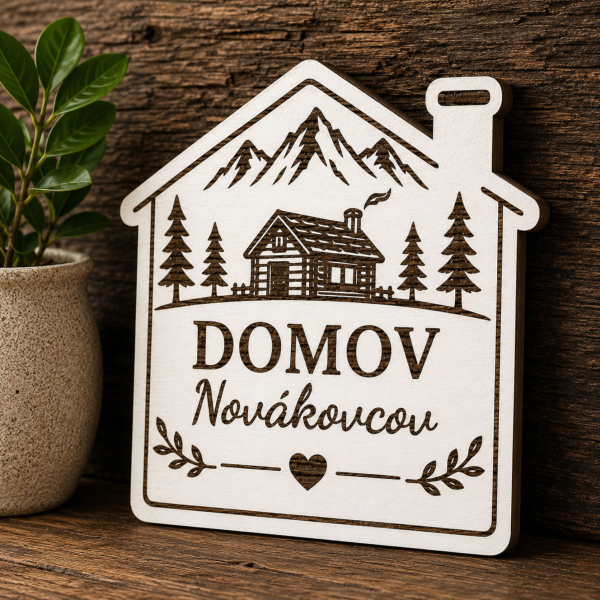 Personalizovaná drevená tabuľka domček XL - Domov Novákovcov
