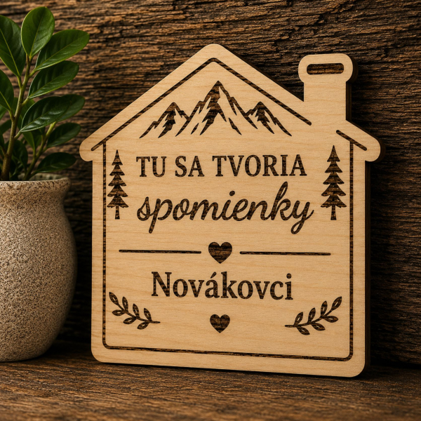 Personalizovaná drevená tabuľka domček XL - Tu sa tvoria spomienky